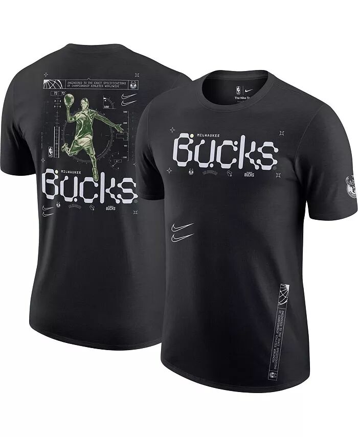 

Мужская черная футболка Milwaukee Bucks Courtside Air Traffic Control Max90 Nike