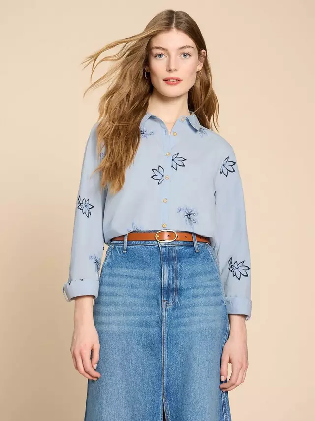 

Рубашка White Stuff Sophie Cotton Embroidered, синий