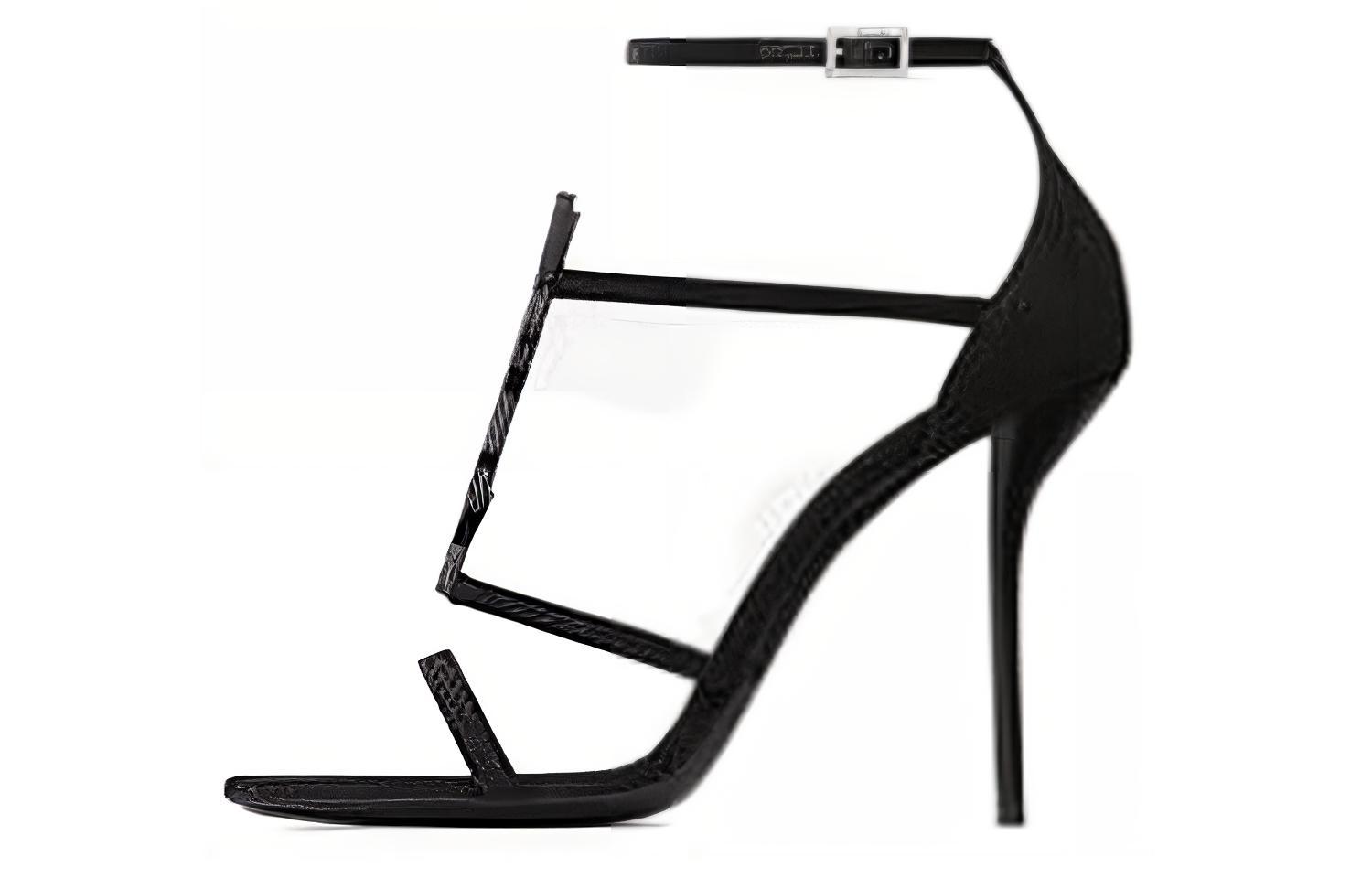 SAINT LAURENT Сандалии женские с ремешком 10 см, черные