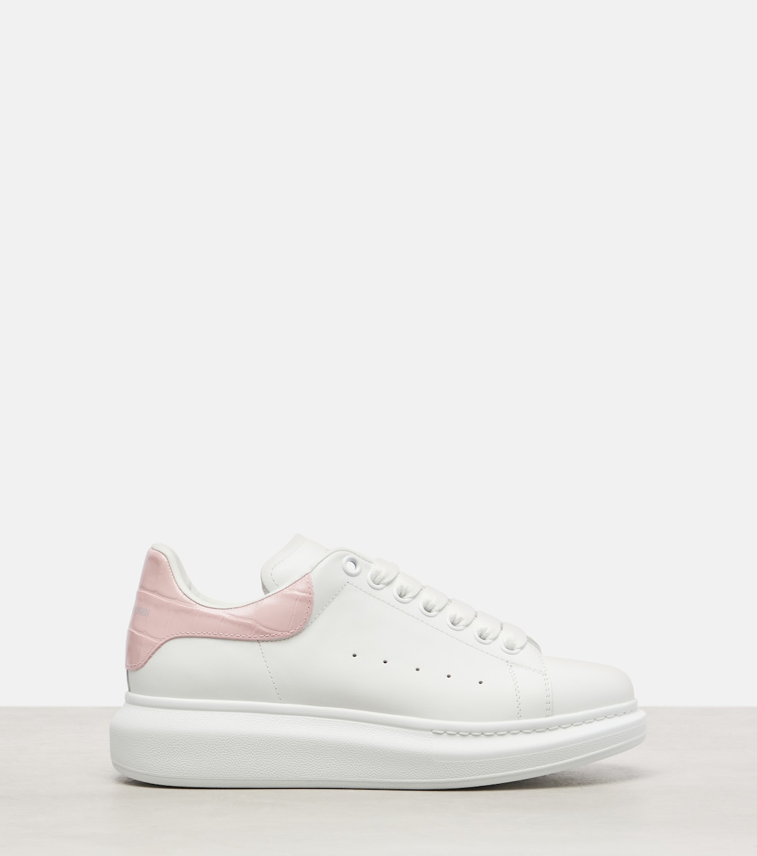 Массивные кожаные кроссовки McQueen, White/Pink — фото 4