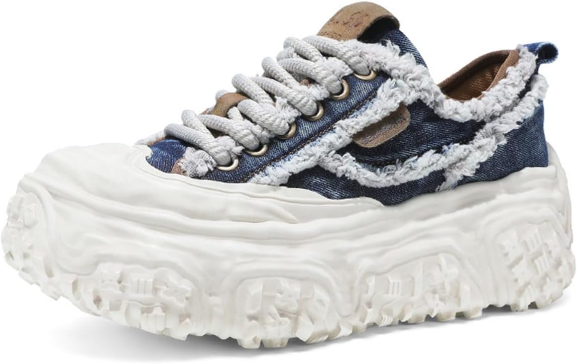 

Мужские массивные кроссовки на платформе из канвы, обувь для пап, нескользящие повседневные ходовые кроссовки, модные спортивные кроссовки Zhoupulp, синий