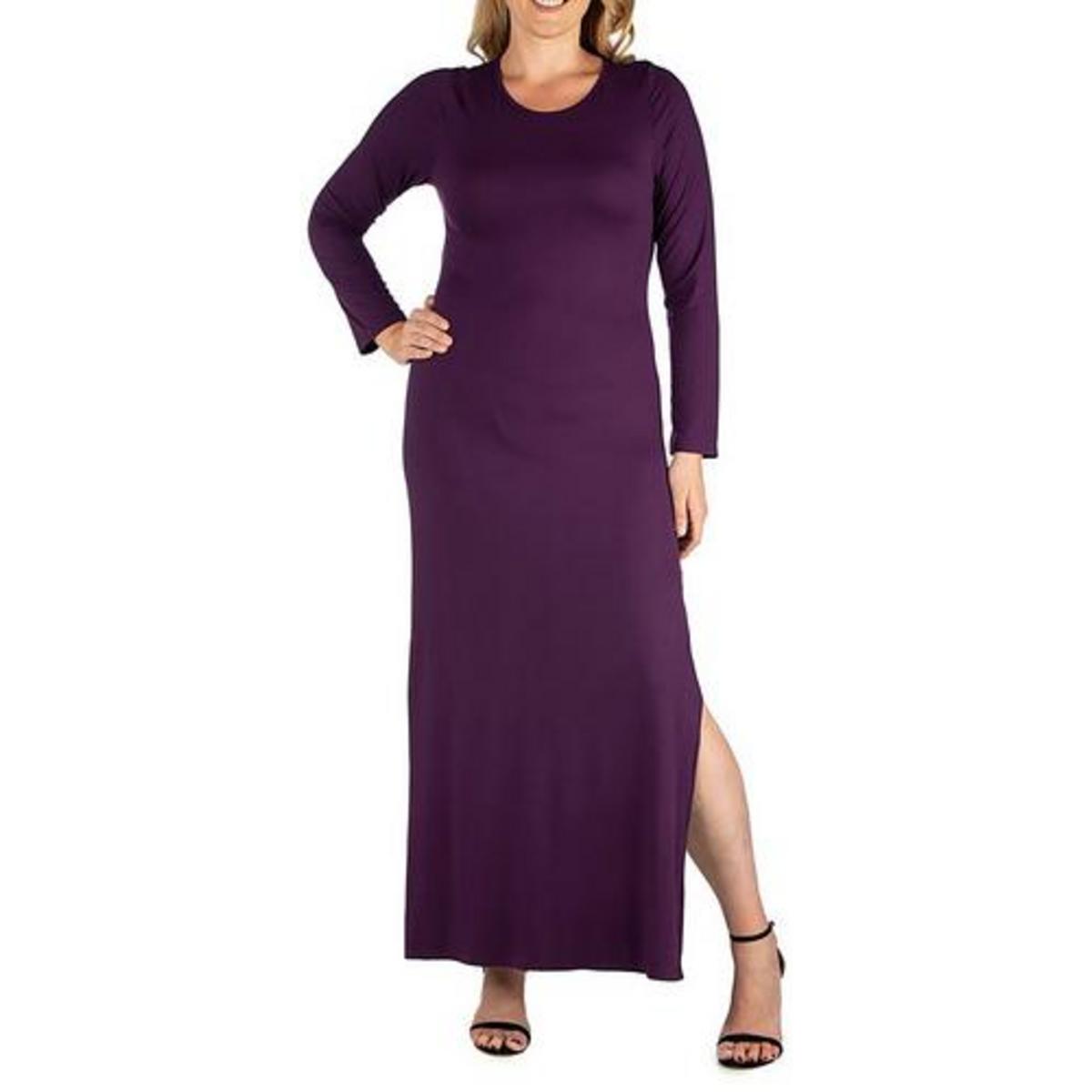 

Женское однотонное трикотажное платье макси 24seven Comfort Apparel, фиолетовый