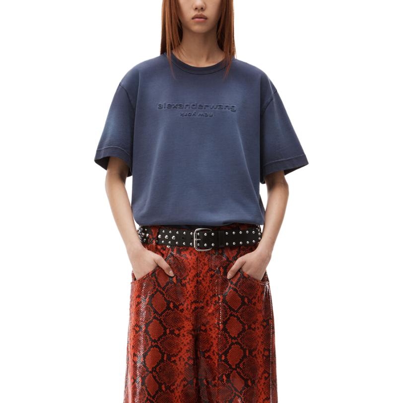 Футболка из хлопка с тисненым логотипом Alexander Wang, фиолетовый — фото 4