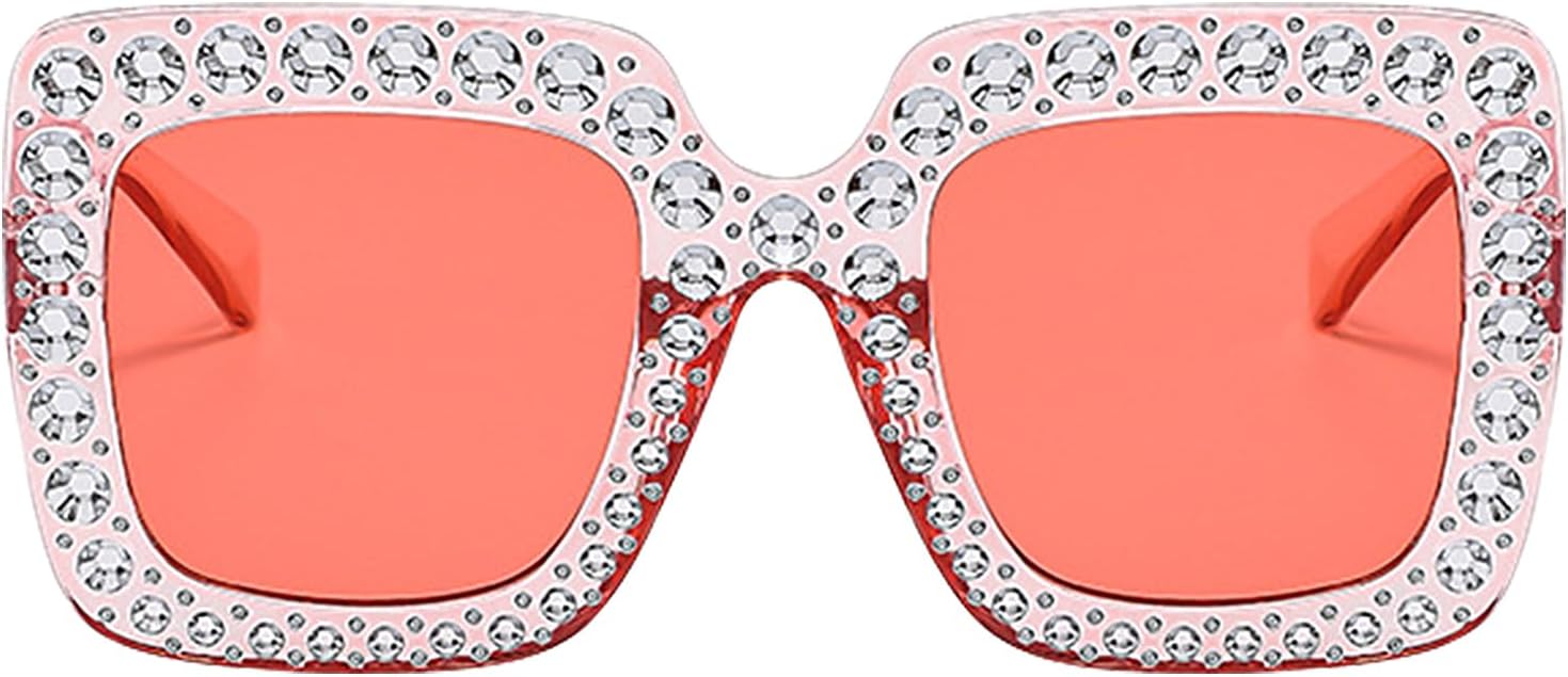 

Солнцезащитные очки со стразами - декоративные квадратные очки, большие солнцезащитные очки, модные солнцезащитные очки для женщин, стильные солнцезащитные очки Generic, Pink