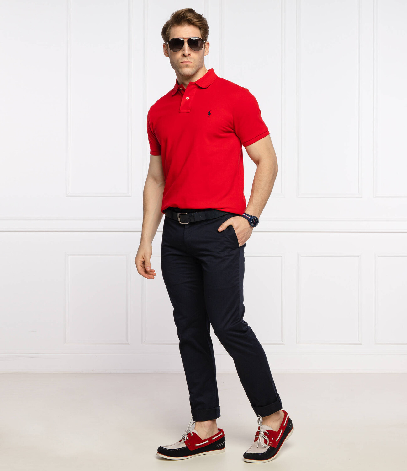 Брюки POLO RALPH LAUREN chino slim fit, темно-синий — фото 2