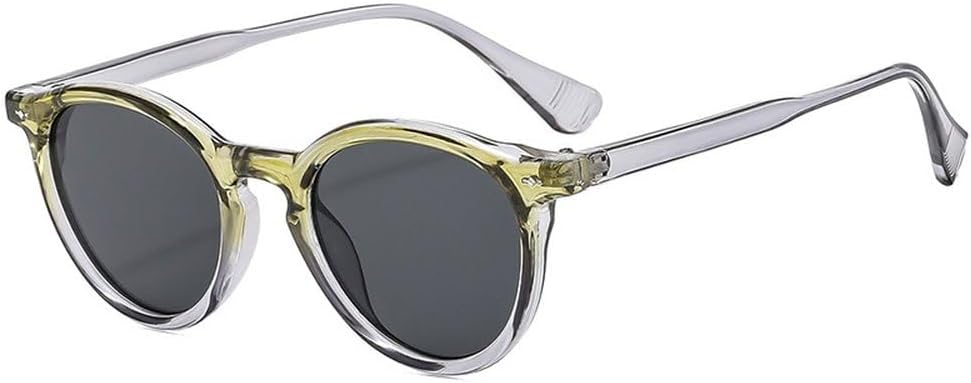 

Ретро круглые панк-солнцезащитные очки для мужчин с заклепками, защита от УФ-излучения UV400, модные двухцветные женские солнцезащитные очки с леопардовым принтом SKFGNX, Green Gray Gray