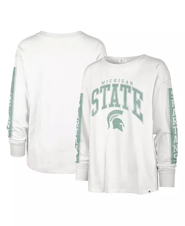 

Женская белая рваная футболка с длинными рукавами Michigan State Spartans Statement SOA 3-Hit '47 Brand