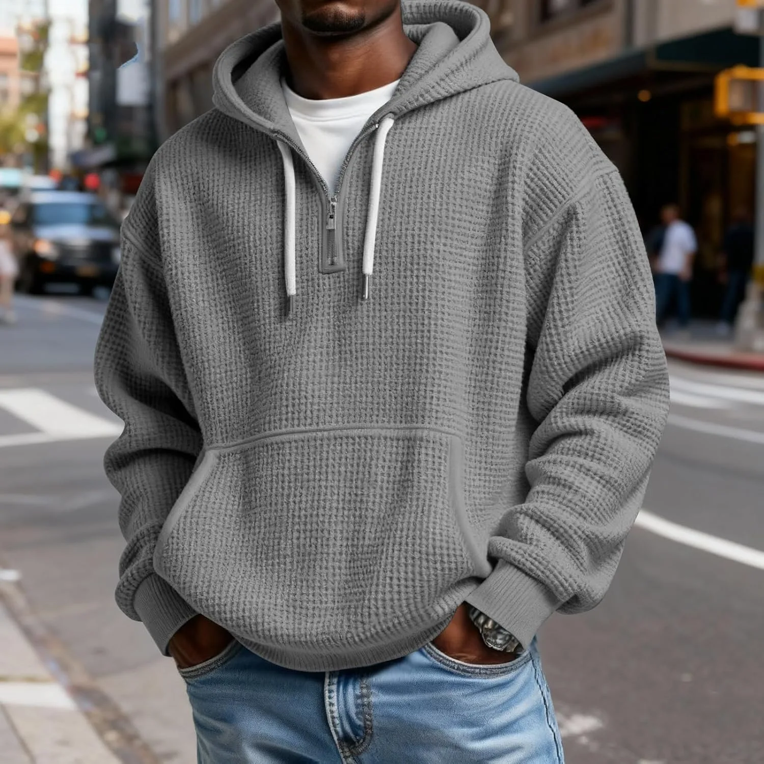 Толстовка Waffle Quarter Zip Heavyweight с карманом — фото 2