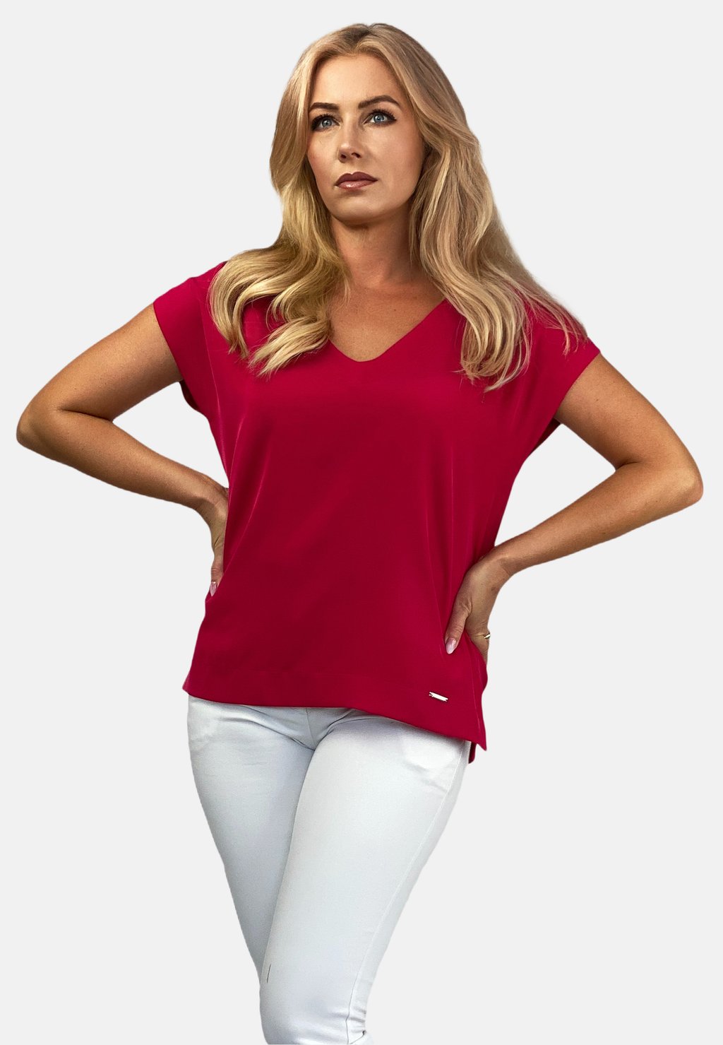 

Блуза V-NECK PLAIN REGINA FASHION, темно-красный