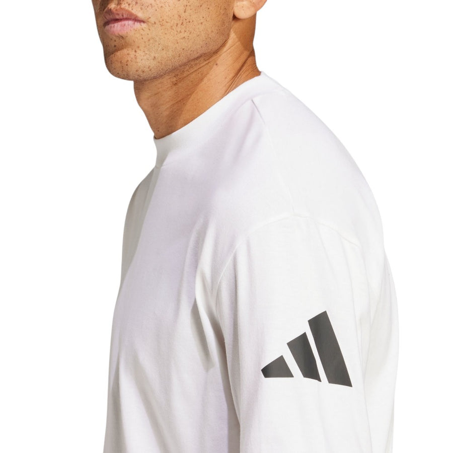 Футболка adidas Essentials Loose Fit 3 Bar Logo T-Shirt 'White', белый — фото 3