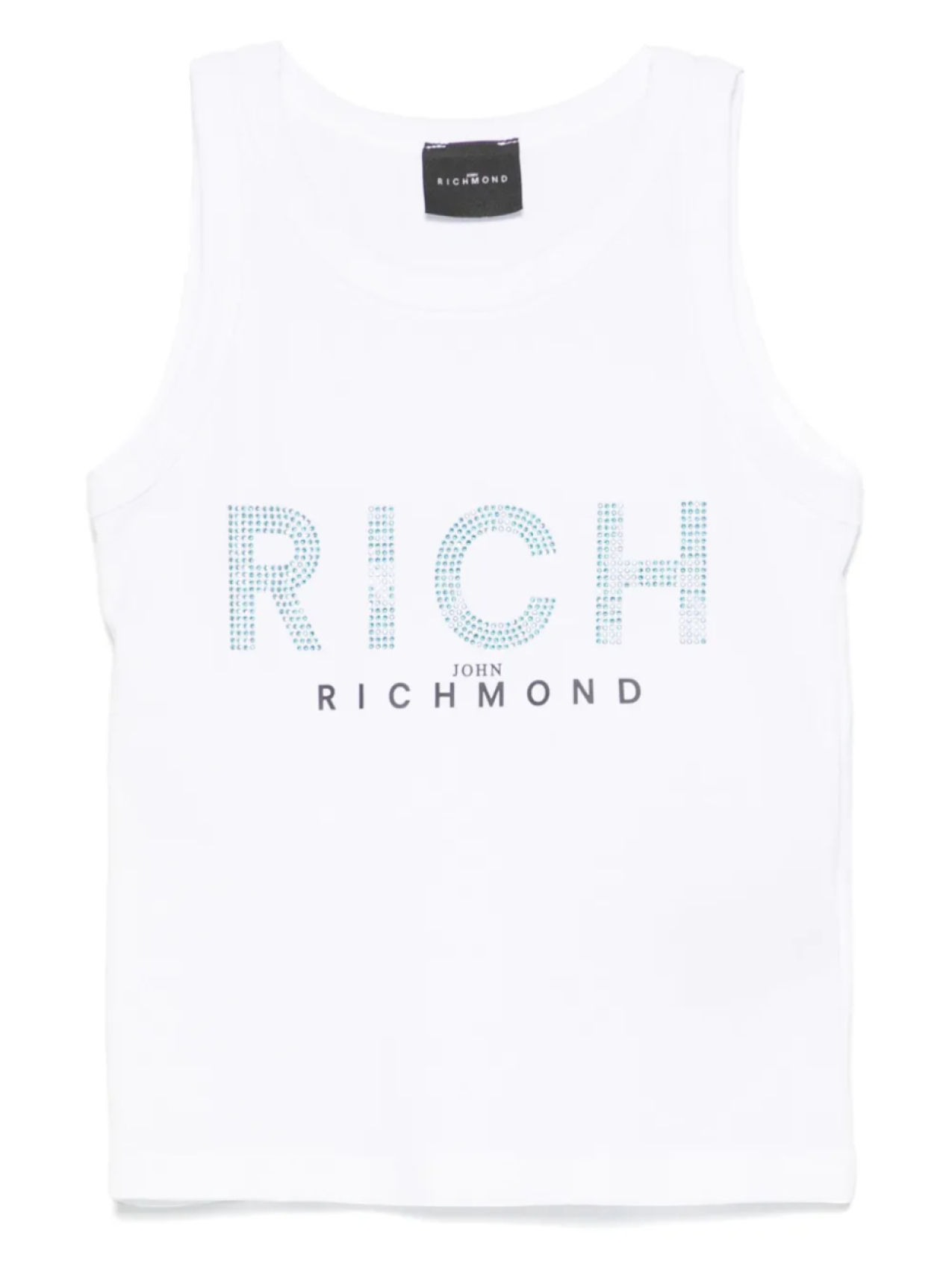 

John Richmond Junior топ с логотипом из страз, белый