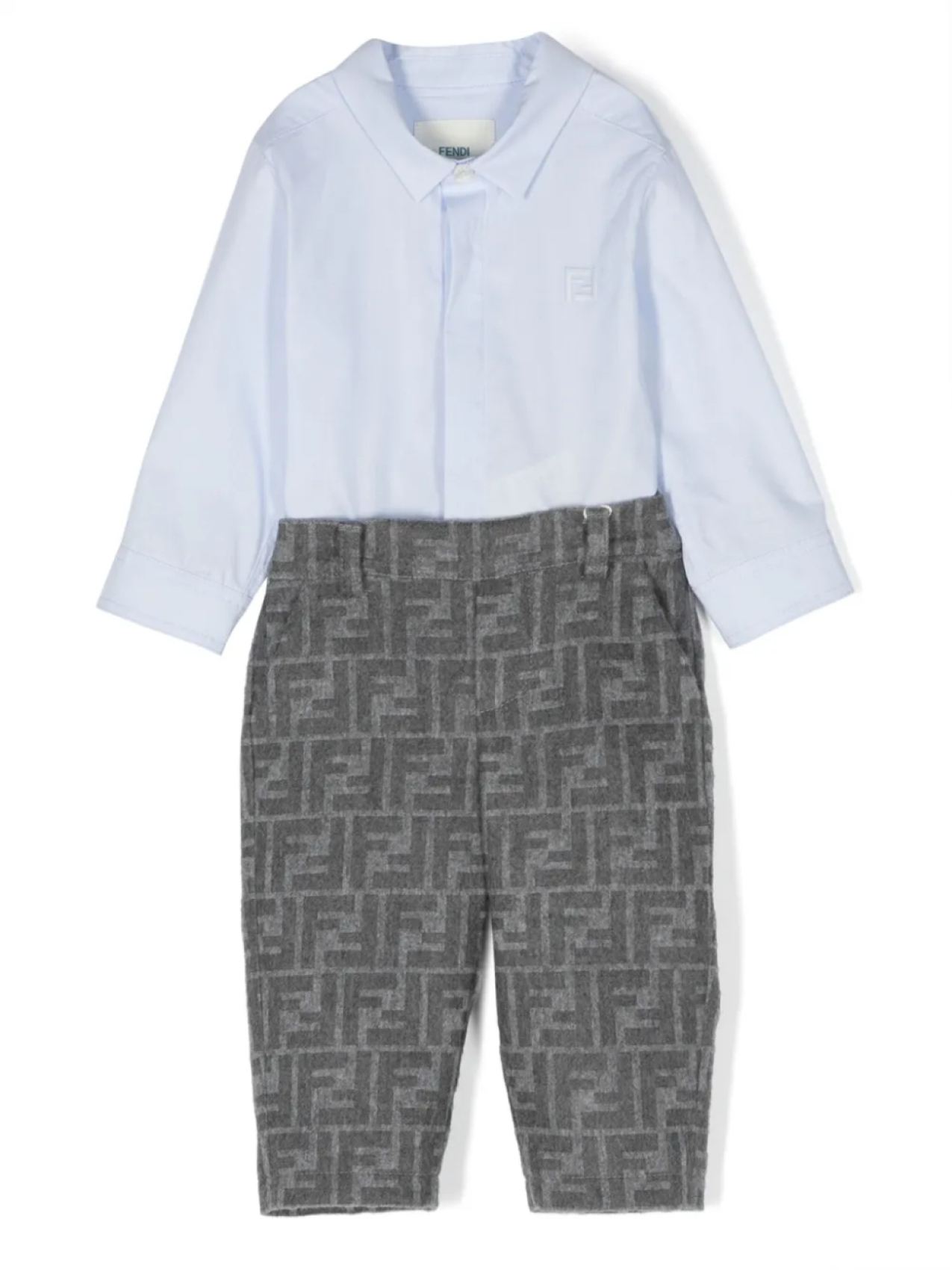 Ромпер с логотипом FF Fendi Kids, серый