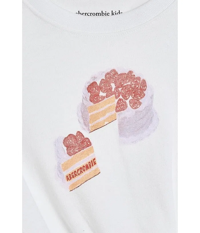 Футболка с рисунком торта завязкой сбоку Cake Side Knot Tee abercrombie kids, Anf Colony Blue Heather — фото 3