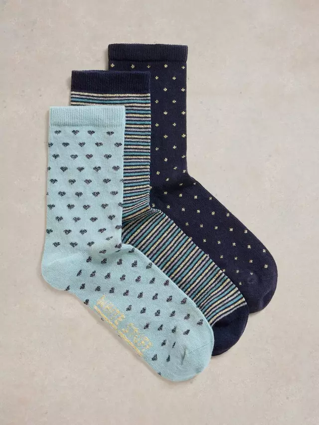 

Носки White Stuff Print Ankle 3 шт, цвет navy/multi