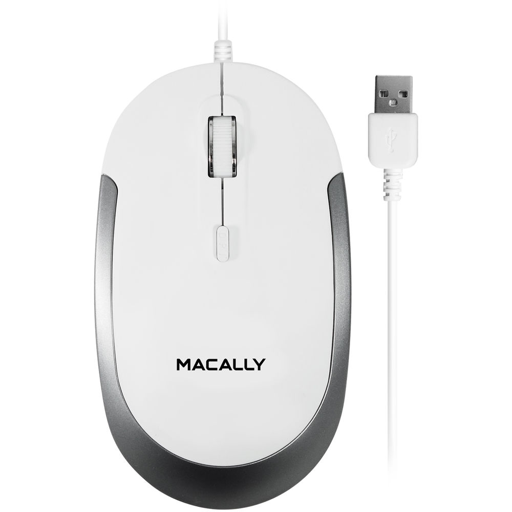 

Оптическая бесшумная USB-мышь Macally (белая/серая)