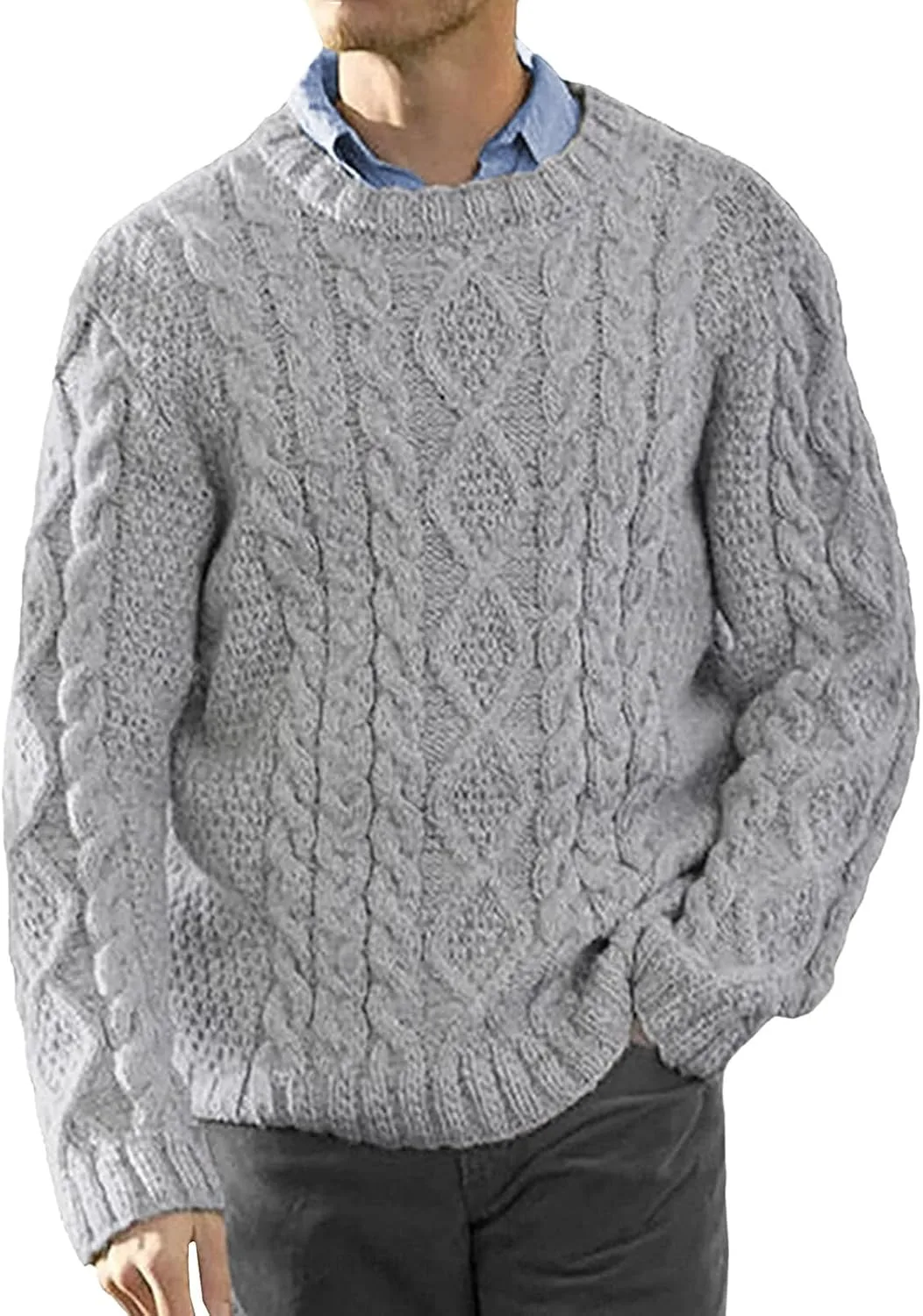 

Мужской свитер с длинным рукавом Fisherman Cable Knit