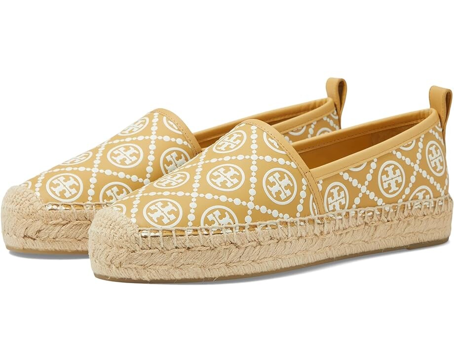 

Лоферы Tory Burch T Monogram Platform Espadrille, цвет Sand Buff