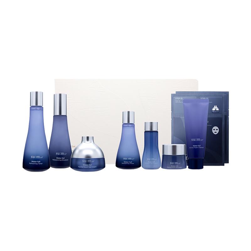 

Увлажняющий и освежающий водяной крем уход за кожей набор успокаивающий стабилизирующий 8 предметов SU:M37°