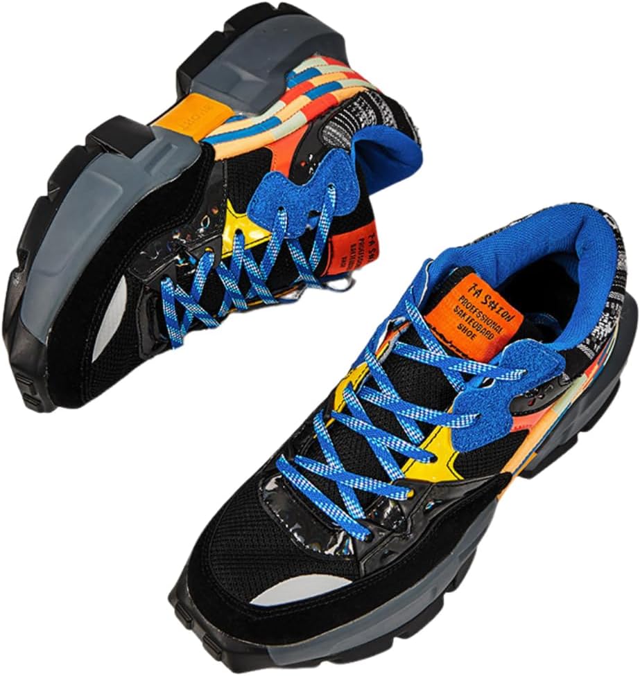 

Легкие модные повседневные кроссовки для мужчин, удобные и дышащие, с толстой подошвой и цветными вставками, для бега Lexamen, черный