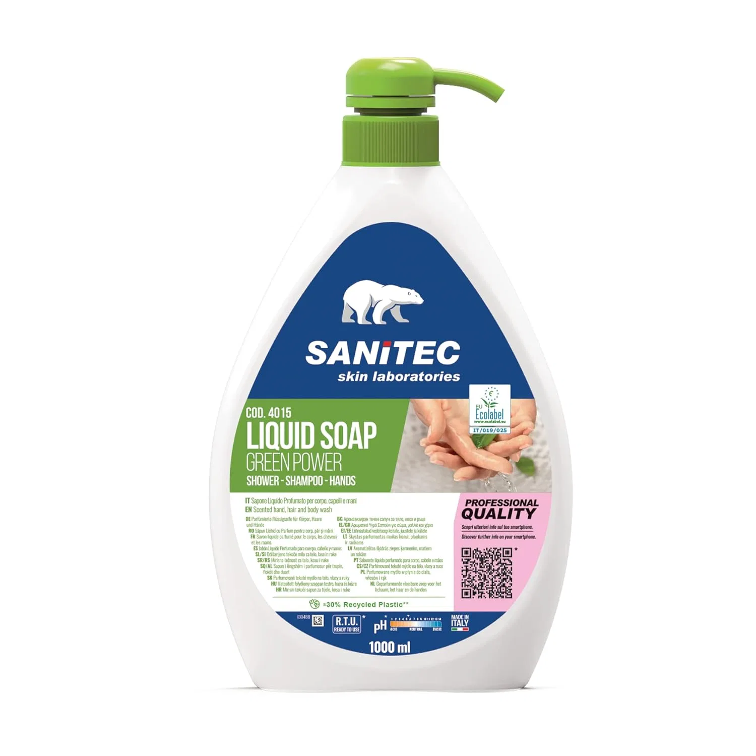 Жидкое мыло Sanitec Green Power с цветочным ароматом 1000 мл Sanitec Igiene Sicura