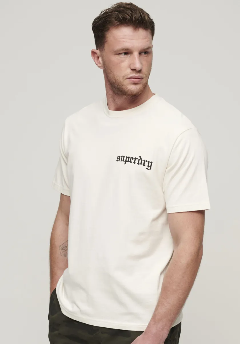 

Рубашка с принтом Superdry "SD-TATTOO GRAPHIC LOOSE T SHIRT", кремовый