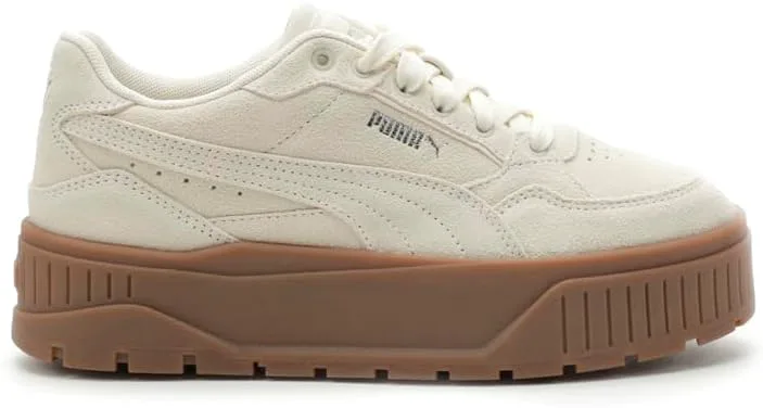 Детские кроссовки PUMA для девочек Karmen II Idol с шнуровкой - белые, слоновая кость/серебряный — фото 2