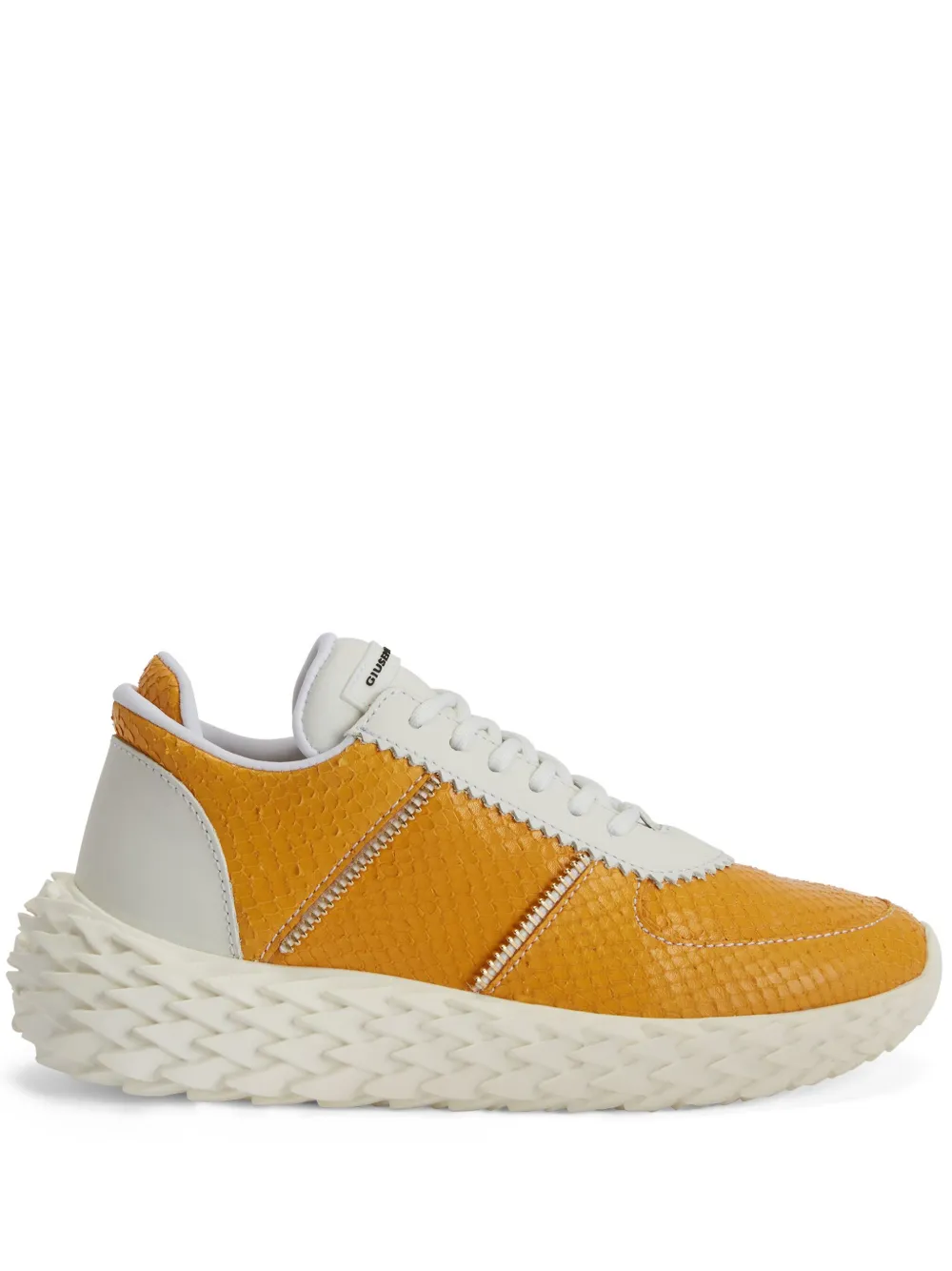 Кроссовки Urchin с тиснением под кожу змеи Giuseppe Zanotti, желтый
