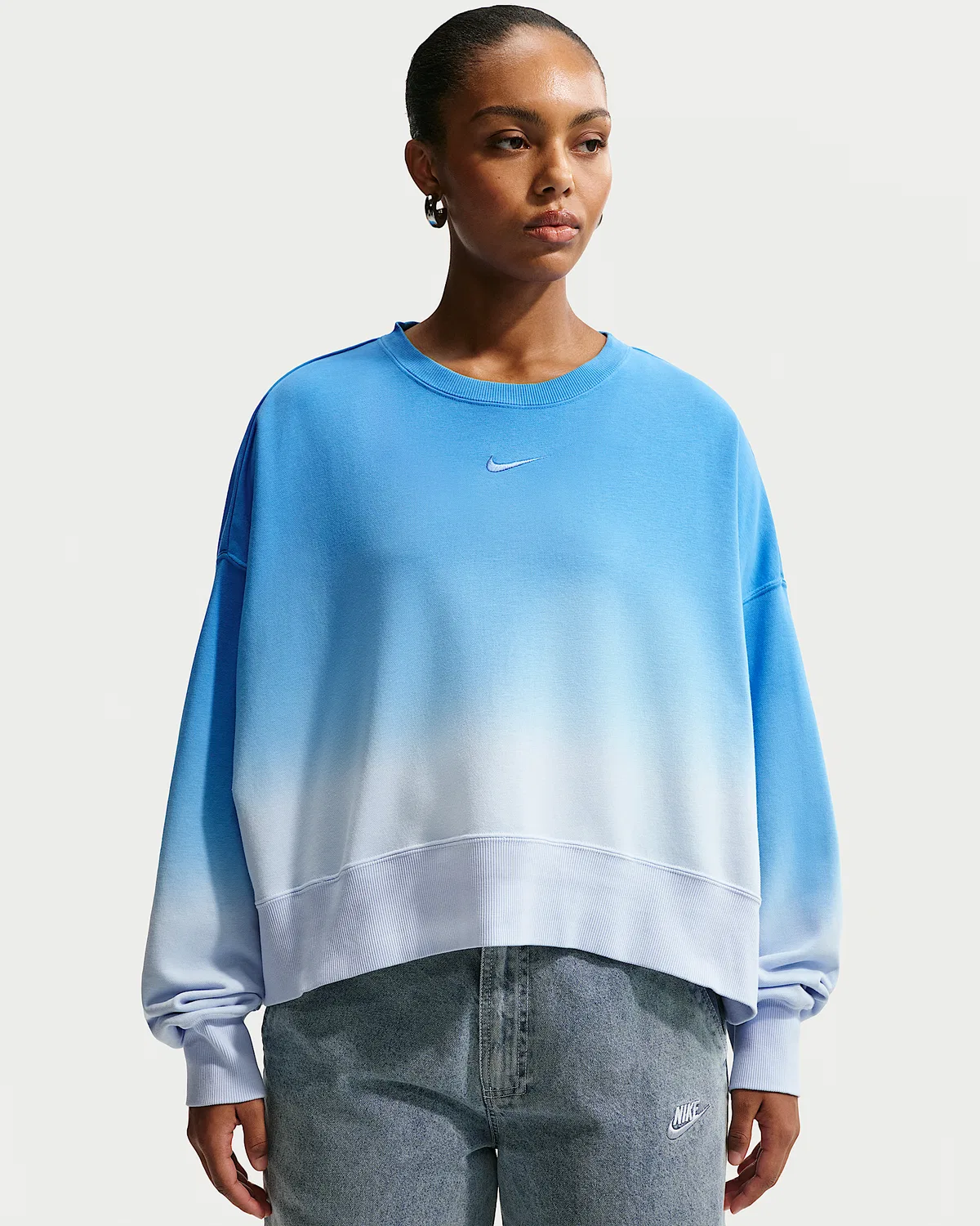 Женский оверсайз свитшот с круглым вырезом Nike Sportswear Phoenix Fleece, Hydrogen Blue/Light Photo Blue/Light Photo Blue