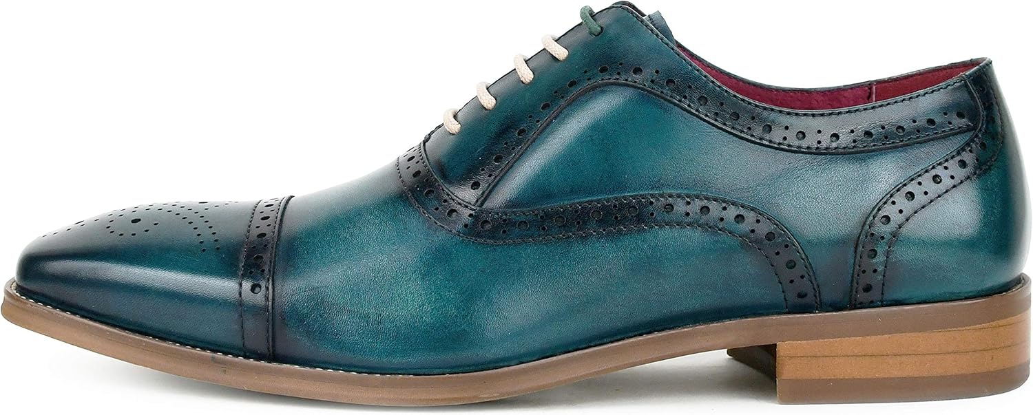 Мужские туфли Asher Green AG114 из натуральной кожи, оксфорды, с носком типа кап, на шнуровке, броги - бирюзовые, светло-коричневые, коричневые, зеленые, серые — фото 2