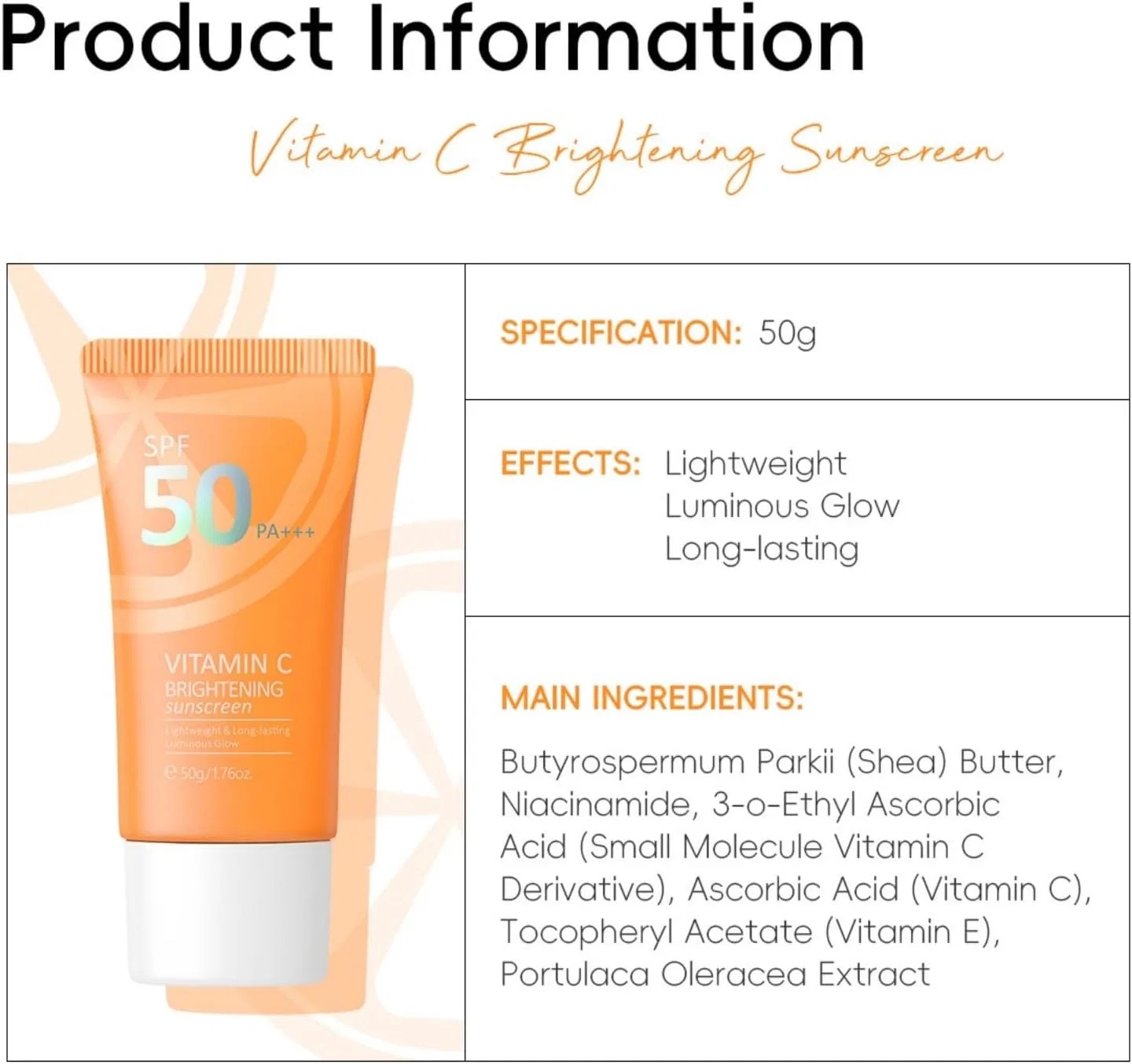 Солнцезащитный крем для лица MINC ENERGYG SPF 50 UVA, 72 г, оранжевый Generic — фото 2