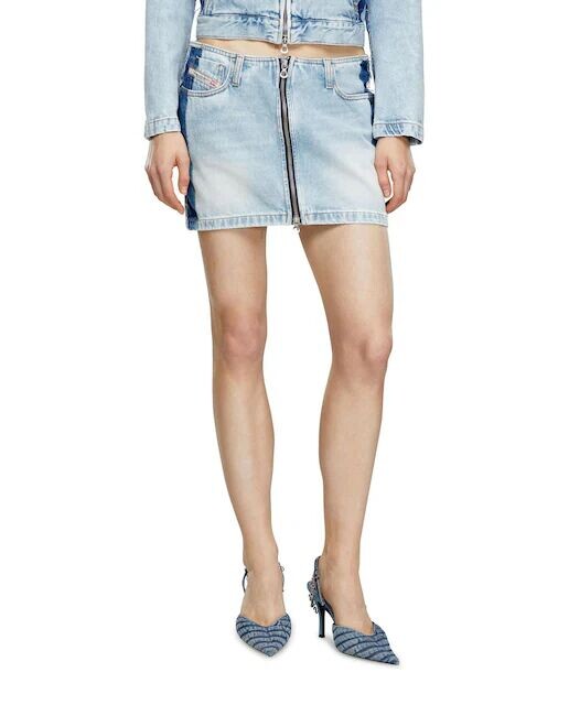 

Короткая джинсовая юбка с карманами Diesel, синий