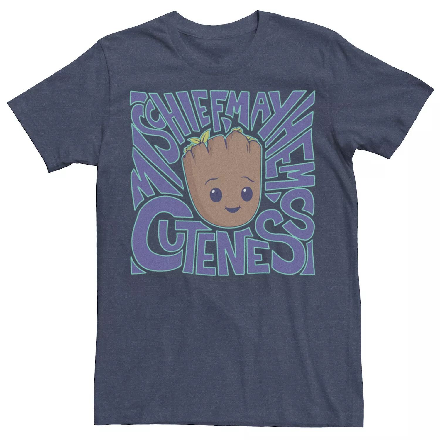 

Мужская футболка Marvel I am Groot Mischief, Mayhem, Cuteness Center Groot Face Tee Licensed Character