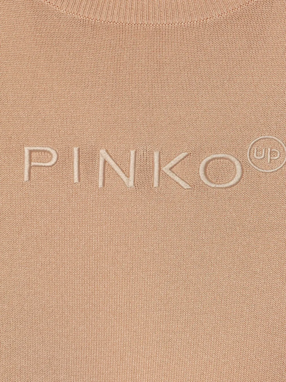 Свитер с вышитым логотипом и круглым вырезом Pinko Kids, бежевый — фото 3