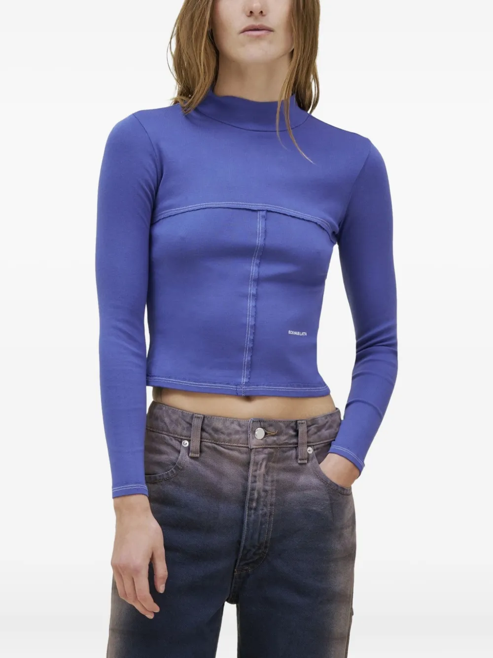 

Футболка с длинными рукавами и воротником-стойкой Eckhaus Latta, синий