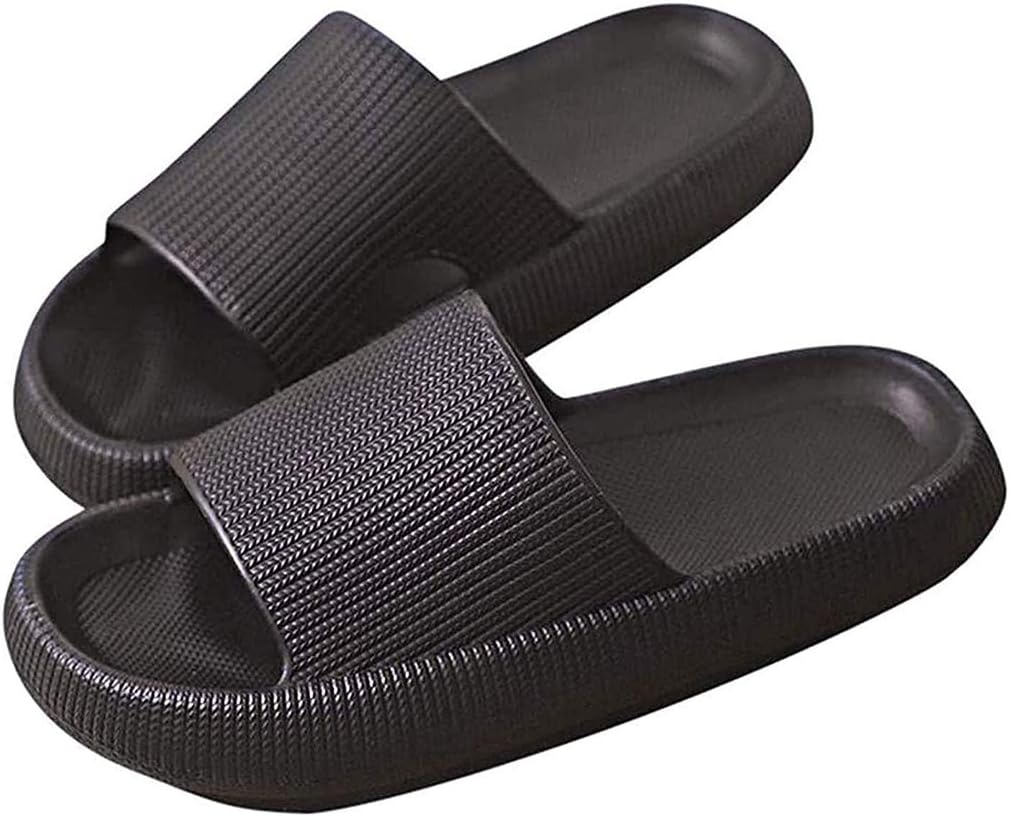 

Супермягкие домашние тапочки с нескользящей подошвой, унисекс, пляжные с нескользящей толстой подошвой, открытым носком, быстросохнущие утолщенные нескользящие сандалии Juucwout, черный