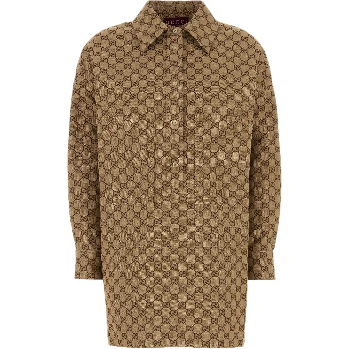 Рубашка GUCCI Gg Canvas, премиальный дизайн, верблюжий