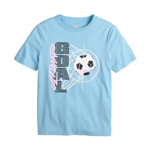 

Футболка с принтом для мальчиков 8-20 лет, обычная и свободная Tek Gear, цвет soccer goal light blue