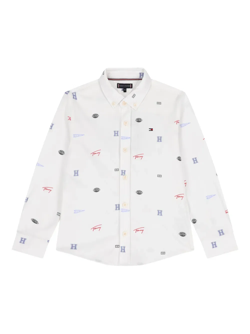 Хлопковая рубашка с логотипом Tommy Hilfiger Junior, белый