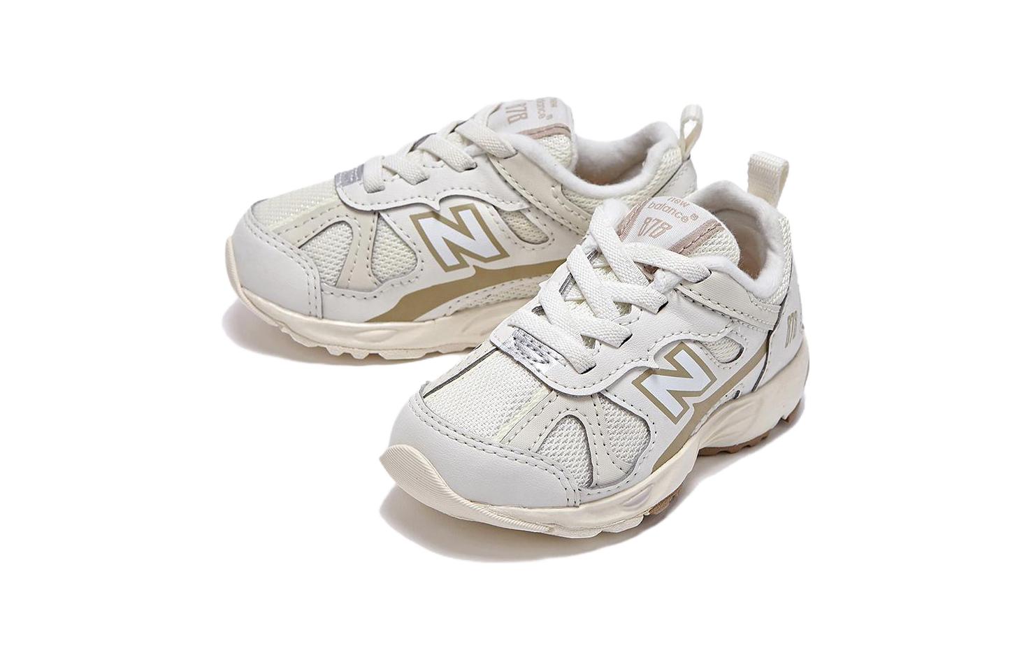 Корейские устойчивые к истиранию низкие детские ботиночки White Infant And Toddler New Balance, цвет слоновая кость белый — фото 3