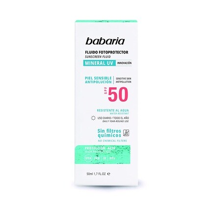 Минеральная солнцезащитная жидкость для лица с УФ-излучением Spf50, 50 мл, Babaria — фото 2