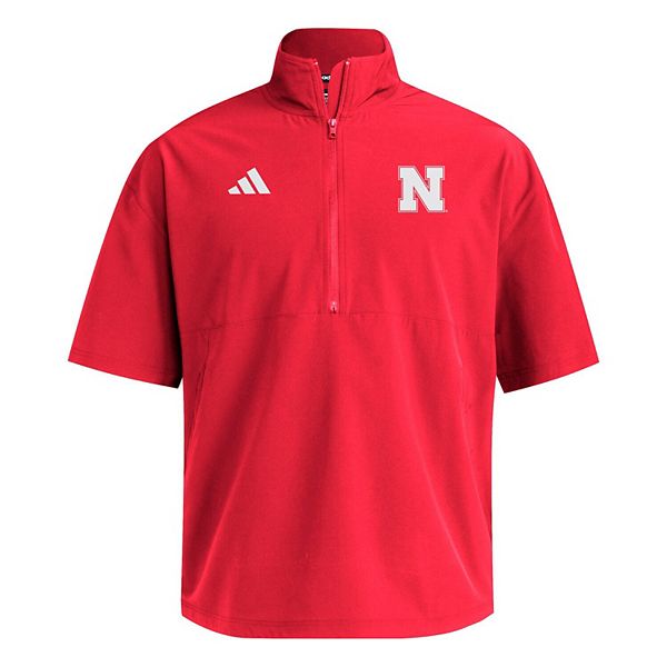 Мужская красная толстовка Nebraska Huskers с коротким рукавом и молнией на четверть Adidas — фото 3