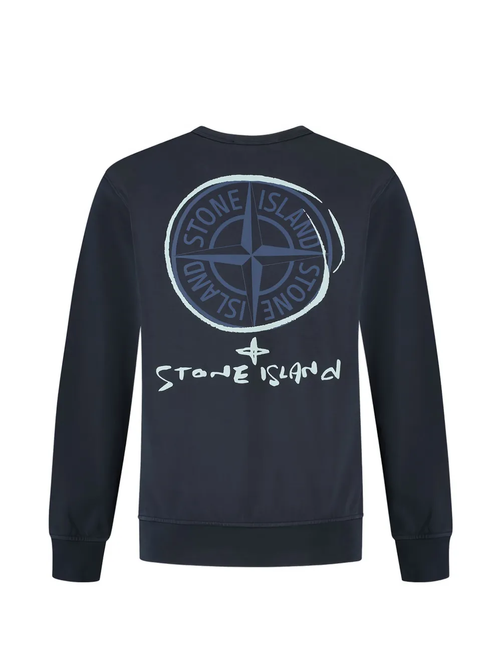 Свитшот с круглым вырезом и логотипом Stone Island Junior, синий — фото 2
