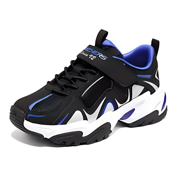 Skechers Slip-Resistant Cushioning Wear-Resistant Breathable Kids Lifestyle Shoes Black Blue Teenagers — фото 4