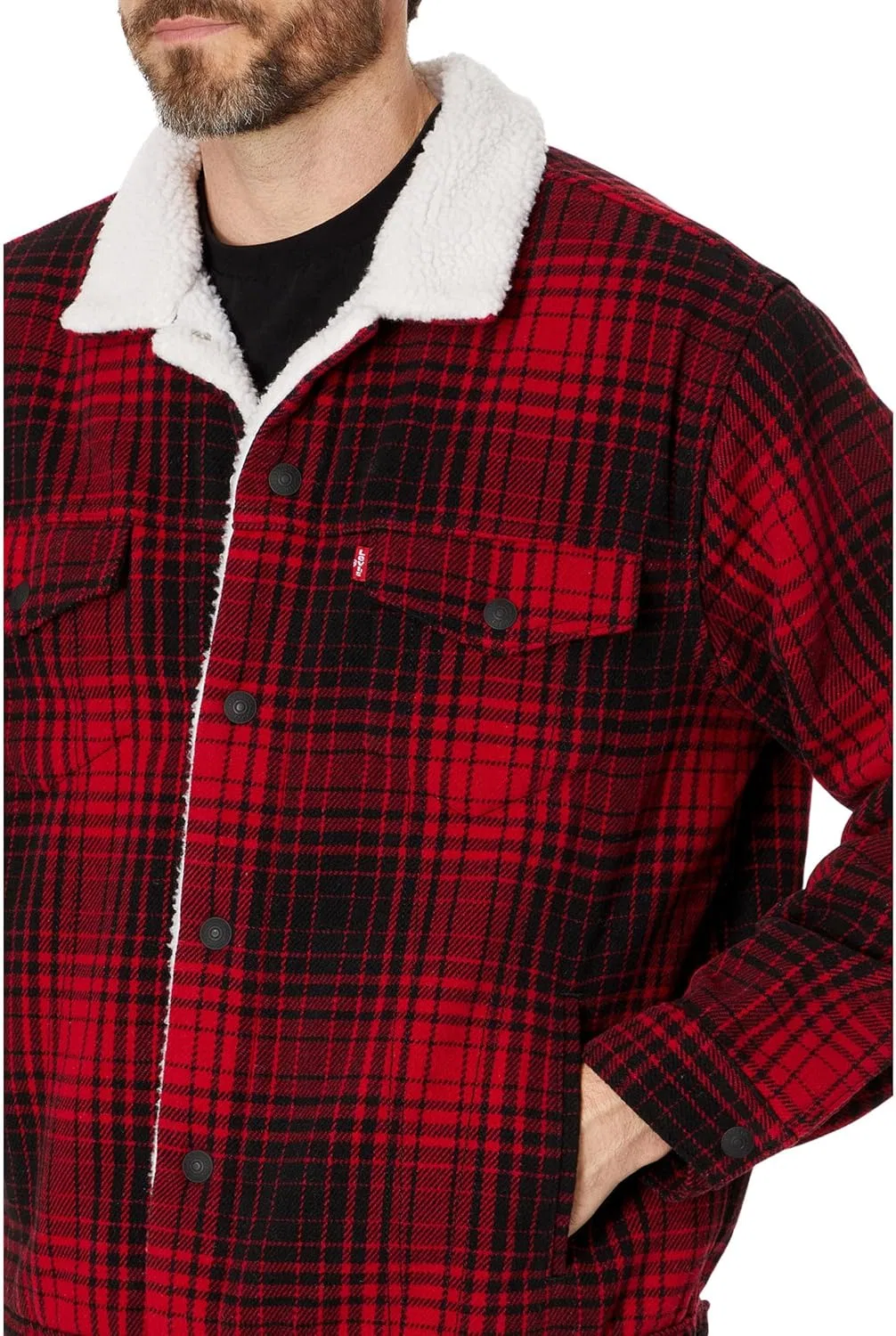 Куртка легкая джинсовая Levi's, Harvey Plaid Rhythmic Red — фото 3