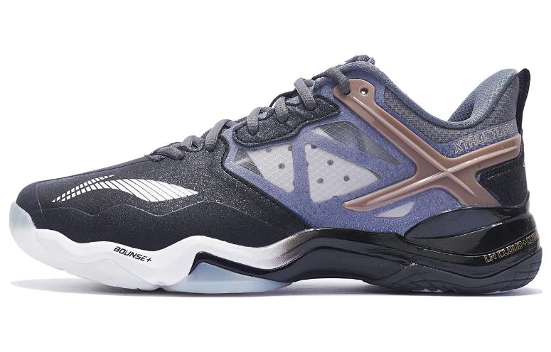 

LINING ЛиНинг OP Амортизаторы Противоскользящие Износостойкие Дышащие Низкие Бадминтонные Кроссовки Мужские Черные Серые Золотые