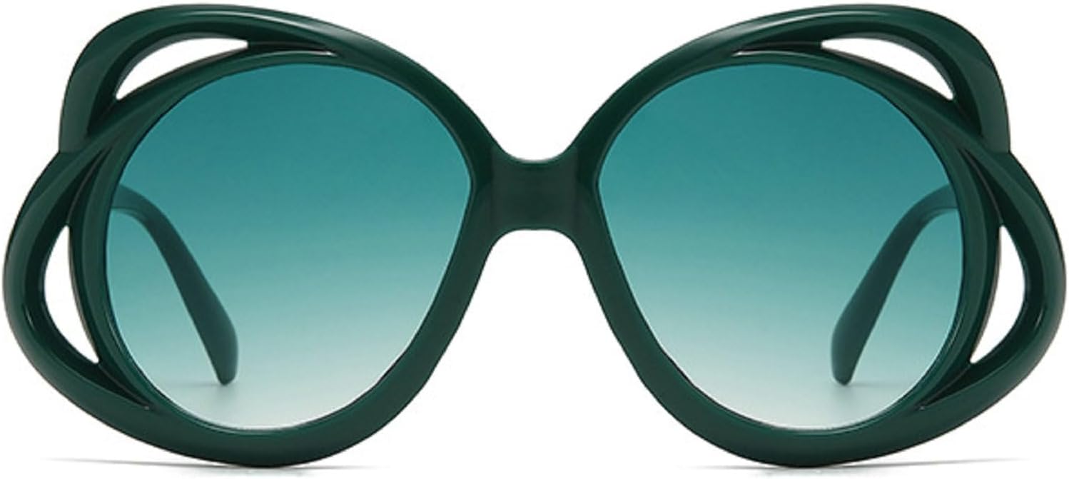 

Модные овальные солнцезащитные очки с цветочным рисунком для женщин, винтажные, большие, с градиентным, ажурным дизайном, в стиле панк, для вечеринок, с защитой от УФ-излучения UV400 mincl, Green