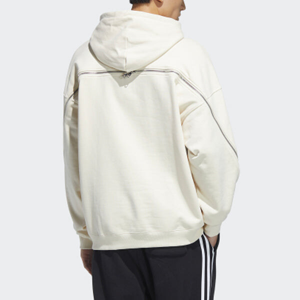 Толстовка Men's adidas Solid Color Sports Yellow White, белый — фото 4