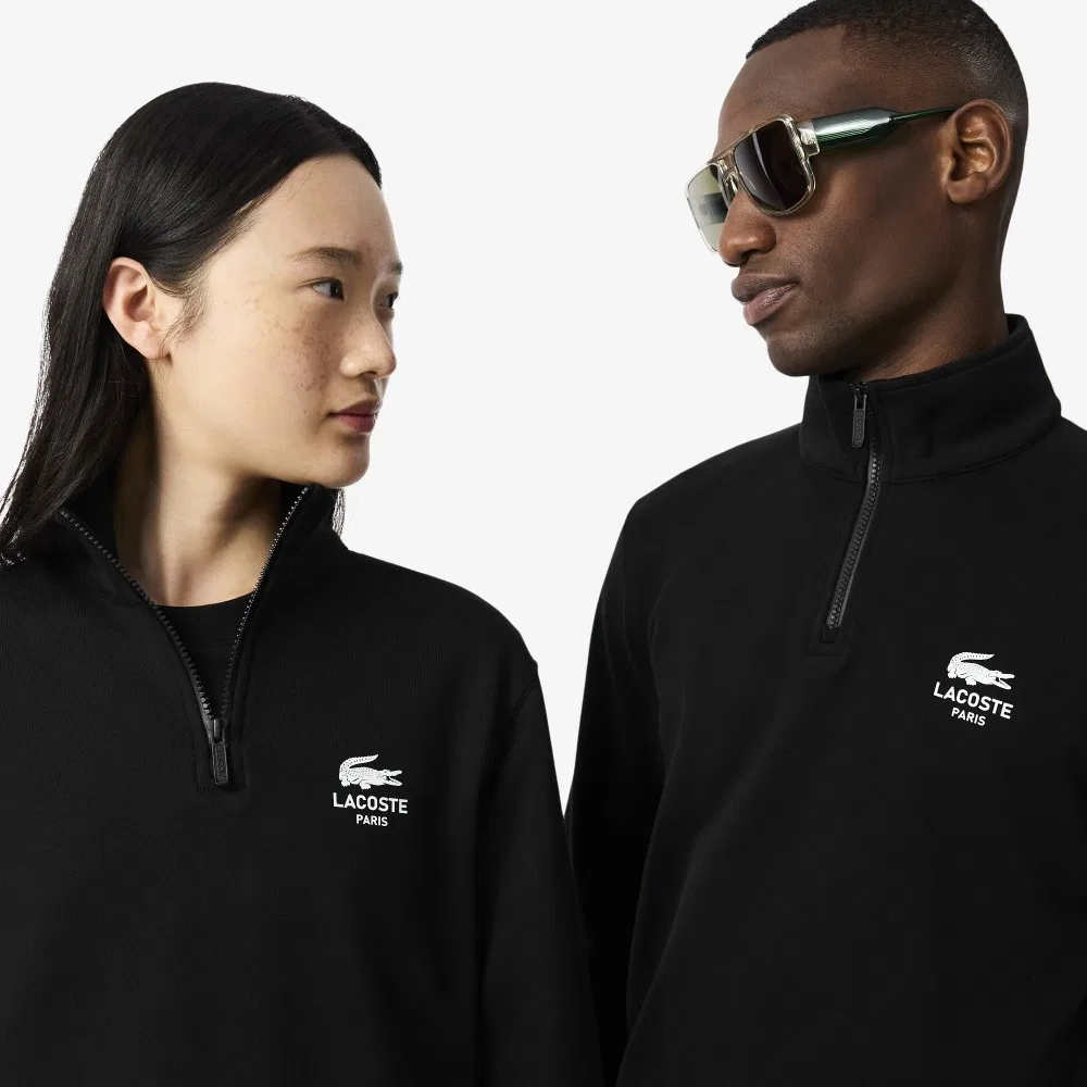 Мужской повседневный свитшот Lacoste Soft Branding Half-Zip, чёрный — фото 2