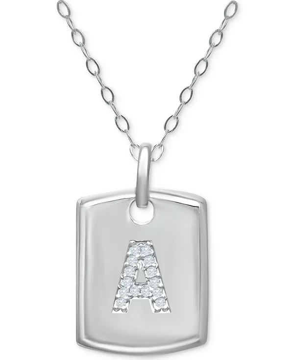 

Ожерелье с кулоном в виде армейского жетона с кубическим цирконием, стерлинговое серебро, 16 дюймов + удлинитель 2 дюйма, создано для Macy's Giani Bernini, a