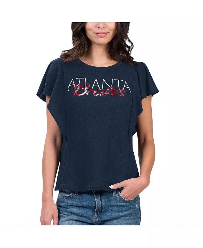 

Женская футболка Navy Atlanta Braves Crowd Wave G-III 4Her by Carl Banks